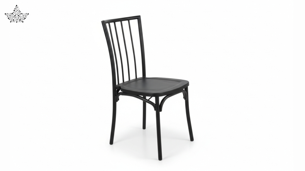 Slat-Back Dining Chair in Matte Black
