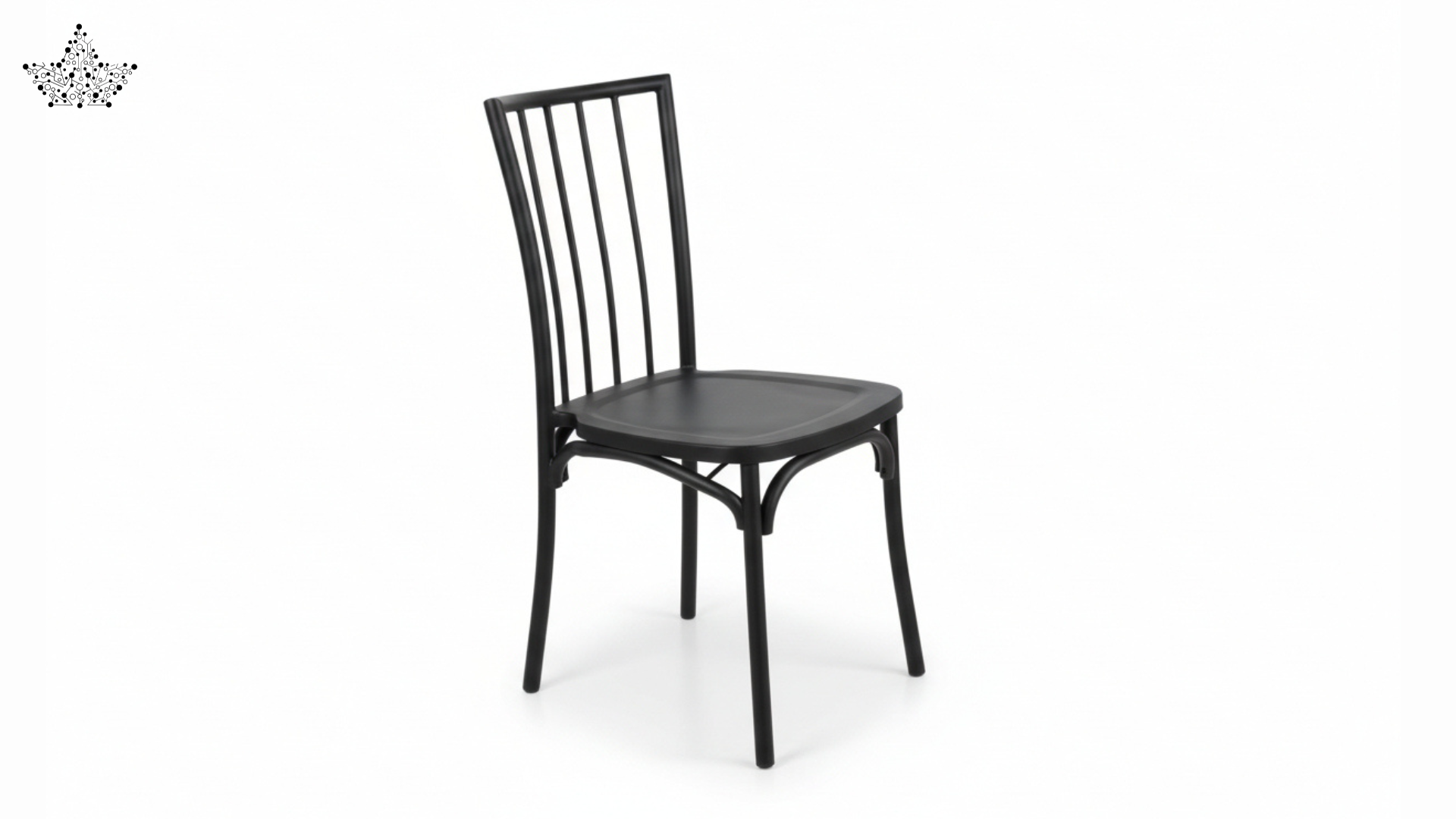 Slat-Back Dining Chair in Matte Black