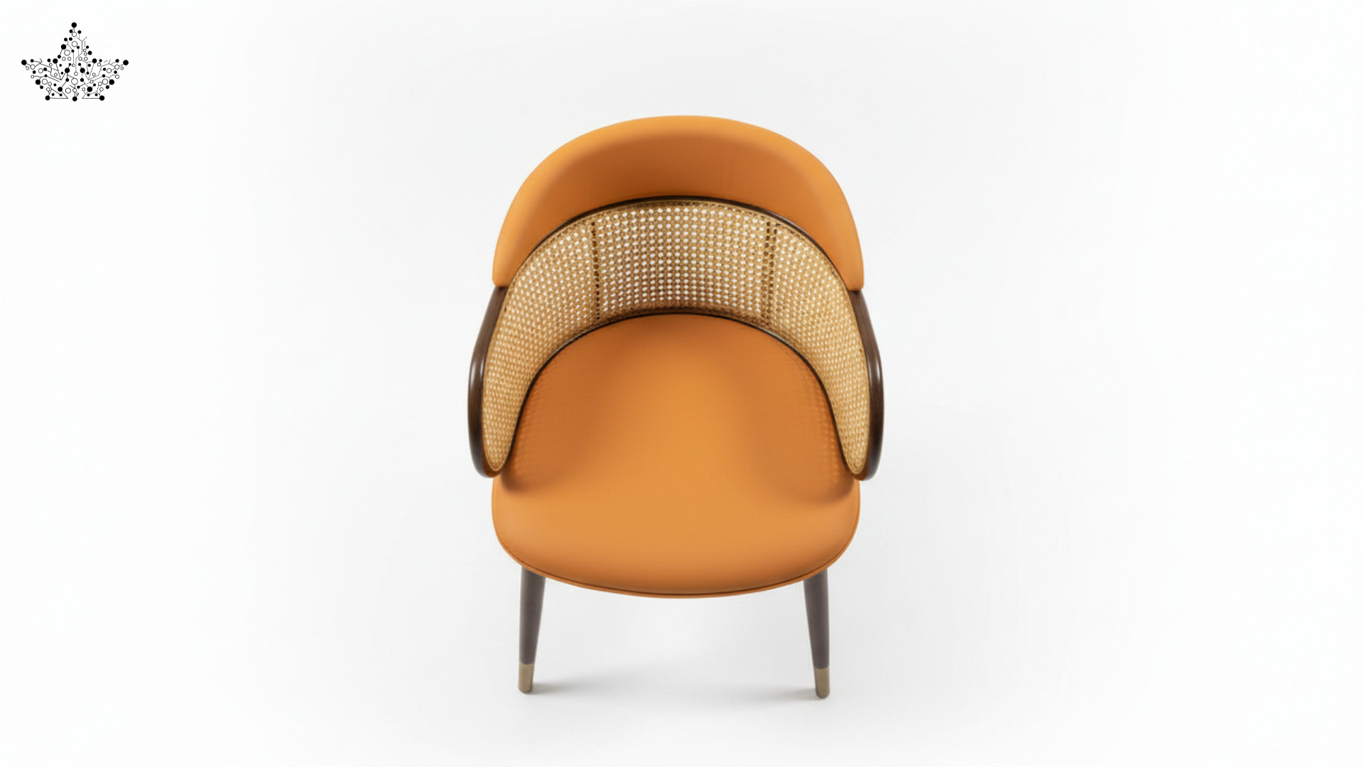 Cane Back Chair – Cream Fabric with Walnut Frame
