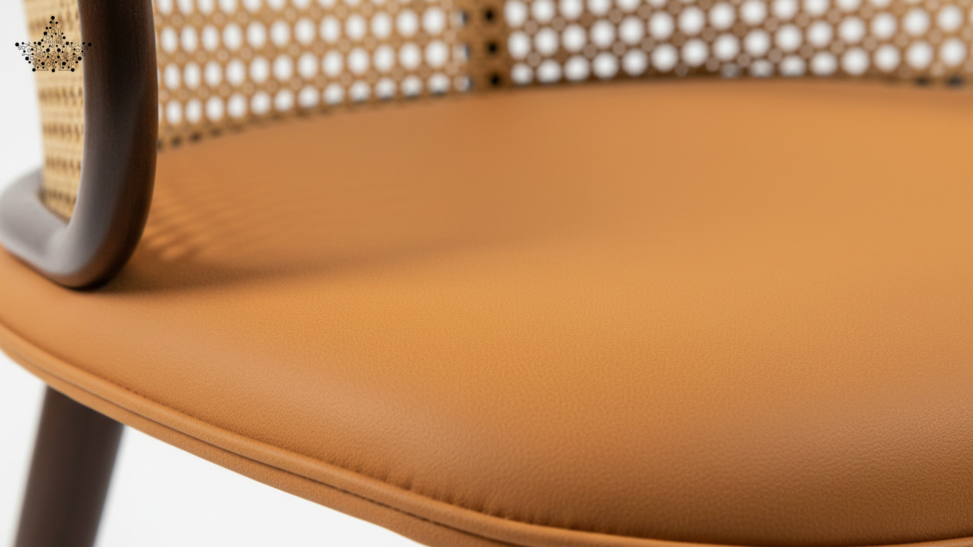 Cane Back Chair – Cream Fabric with Walnut Frame