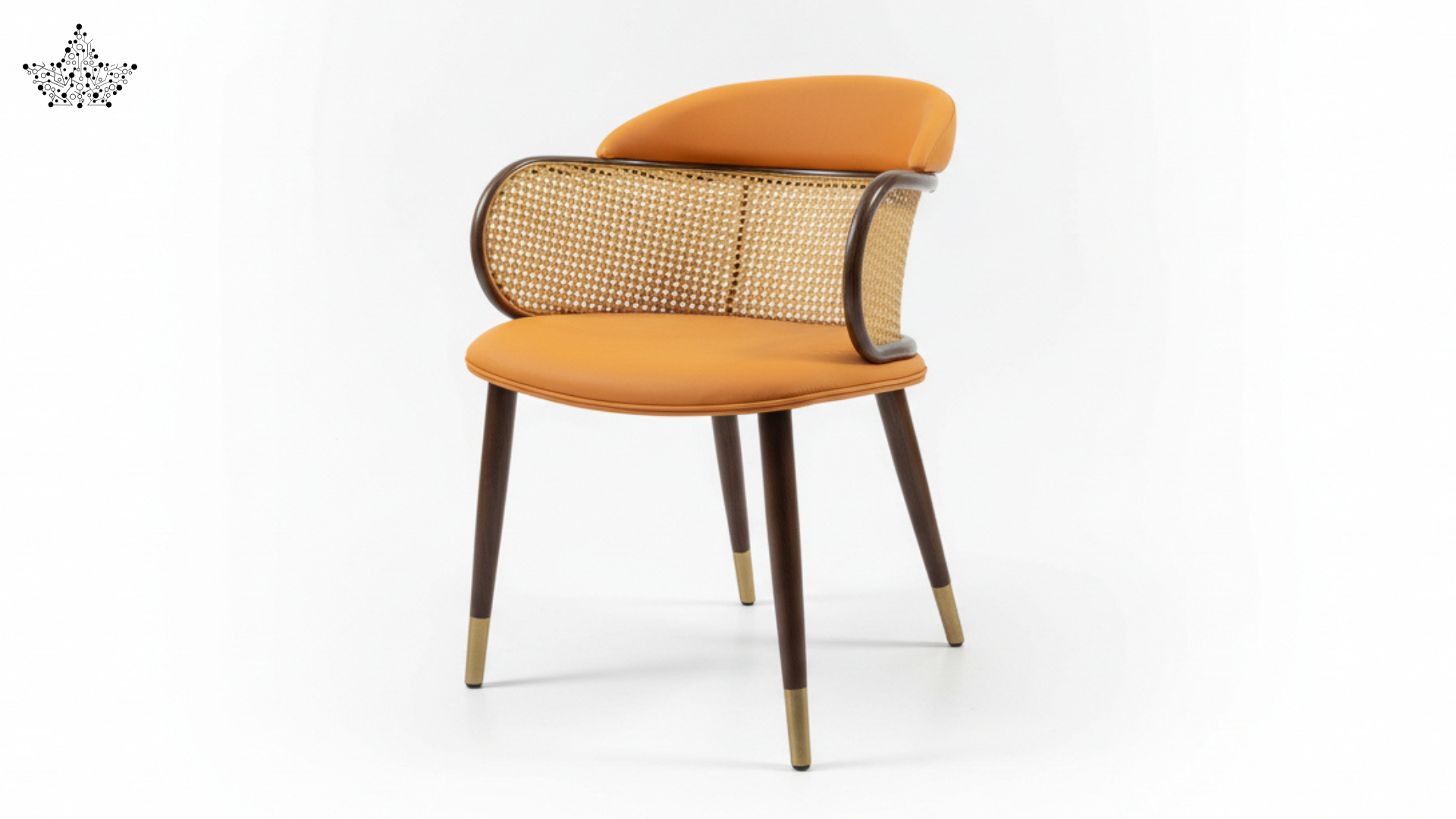 Cane Back Chair – Cream Fabric with Walnut Frame