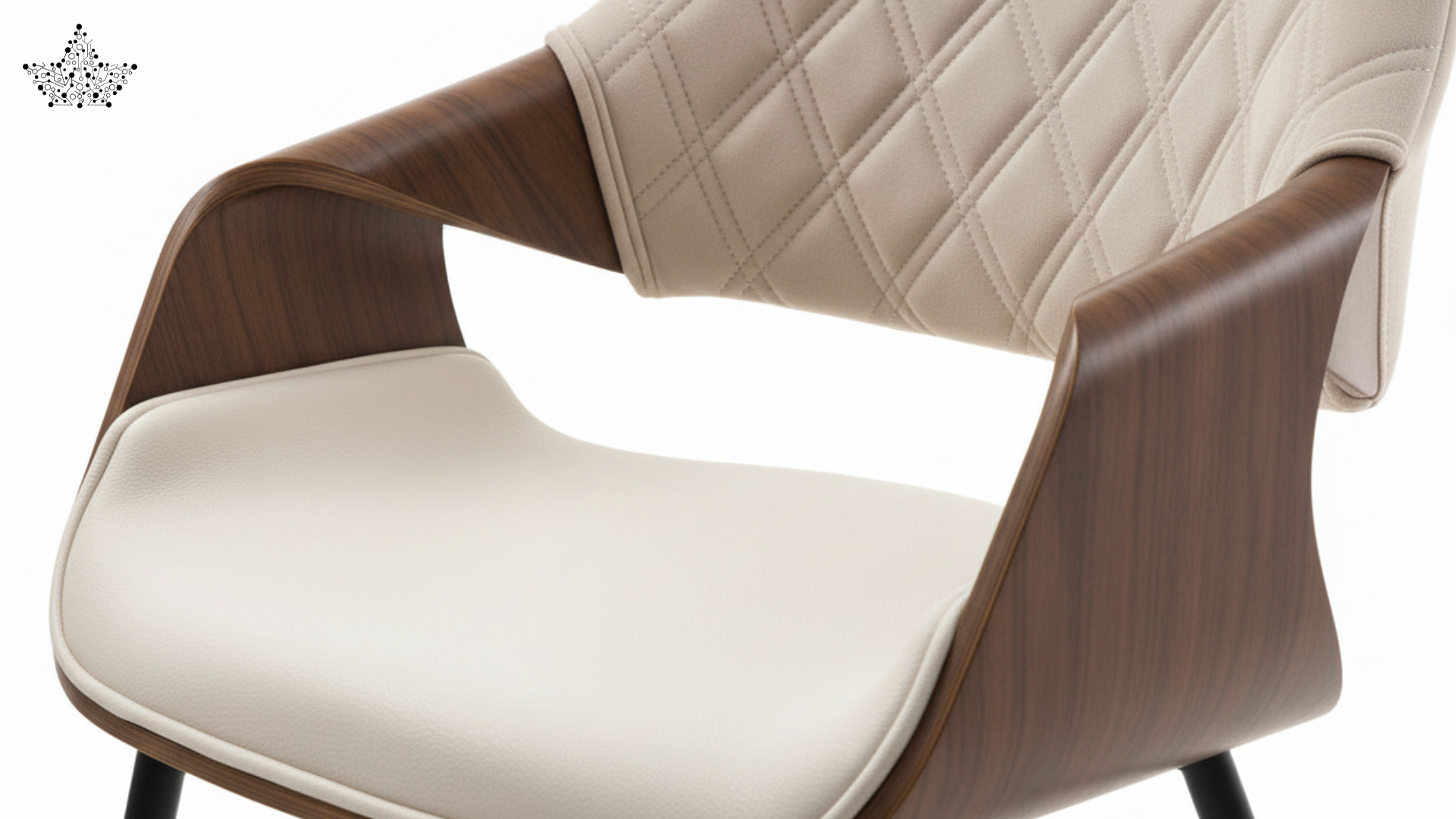 Diamond-Quilted Walnut Shell Armchair