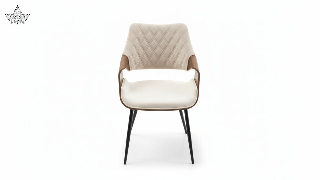 Chair with quilted backrest and white seat on a white background