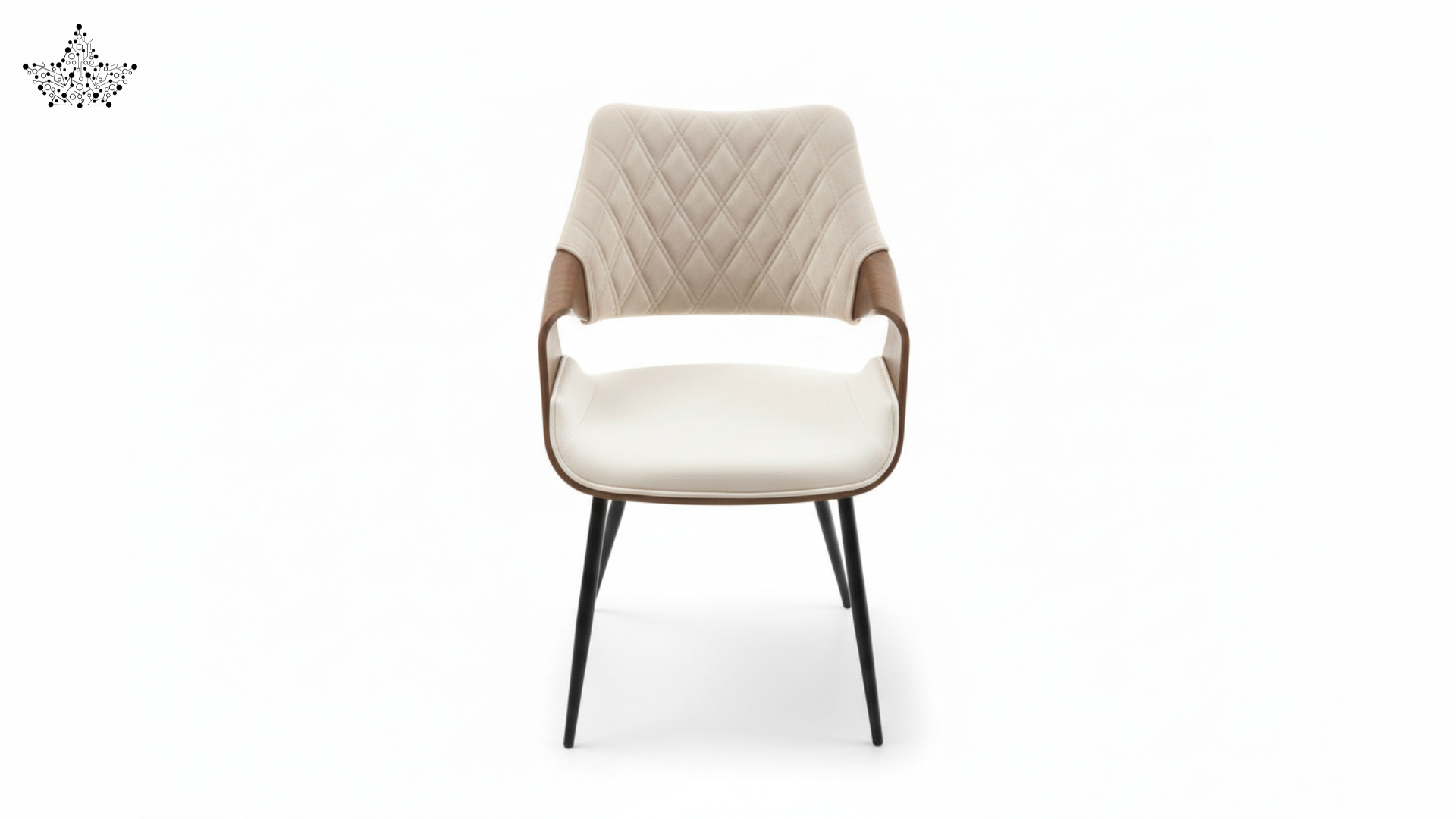 Chair with quilted backrest and white seat on a white background