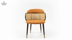 Cane Back Chair – Cream Fabric with Walnut Frame