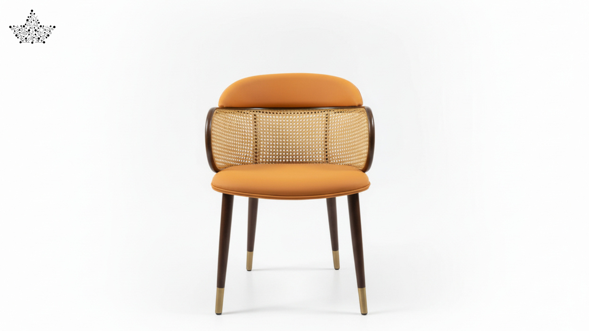 Cane Back Chair – Cream Fabric with Walnut Frame