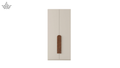 Beige wardrobe with wooden handle on a white background