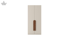 Beige wardrobe with wooden handle on a white background
