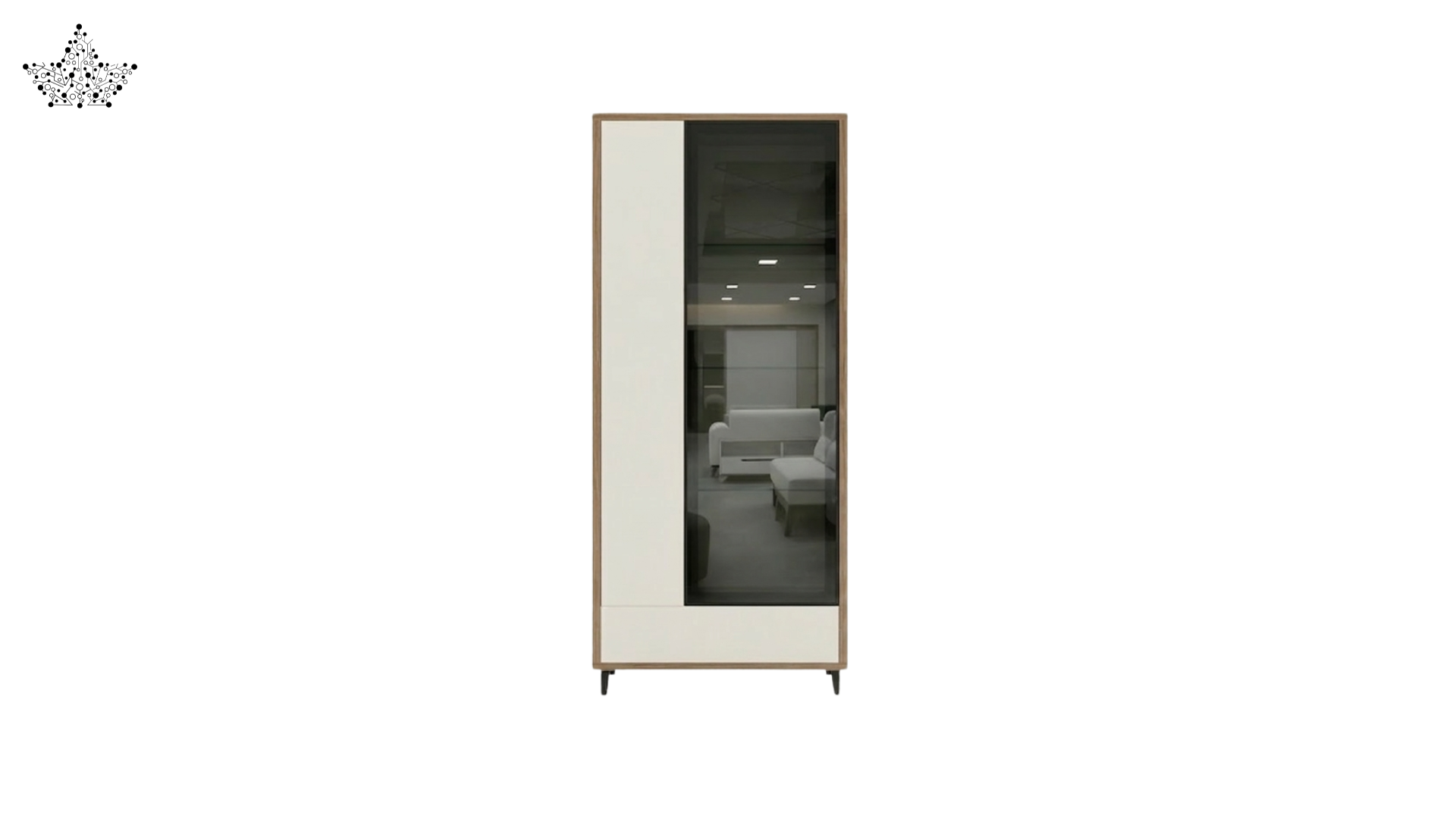 Modern wardrobe with glass door on a white background