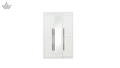 White wardrobe with black handles on a white background