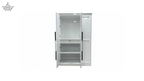 White wardrobe with open doors on a white background