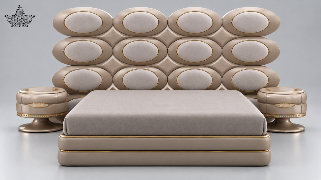 Aurelia Luxury Upholstered Bed with Oval Headboard