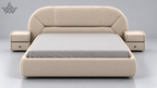 Ardas Aurelia Beige Upholstered Bed with Curved Headboard