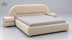 Ardas Aurelia Beige Upholstered Bed with Curved Headboard