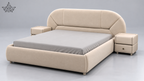Ardas Aurelia Beige Upholstered Bed with Curved Headboard