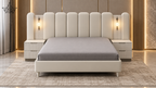 Aurelia Ivory Upholstered Bed with Side Table