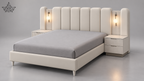 Aurelia Ivory Upholstered Bed with Side Table