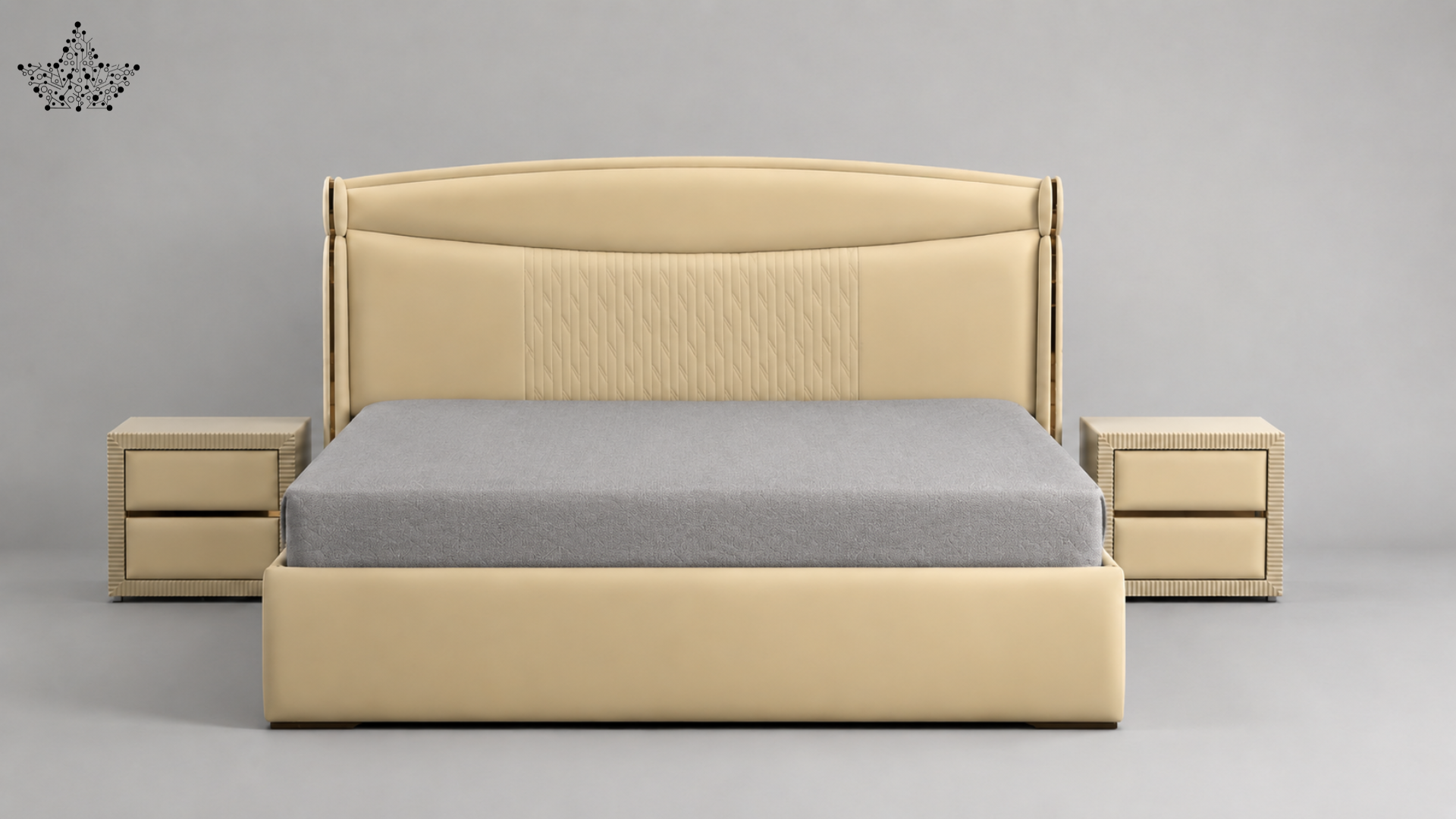 Cream Tufted Bed