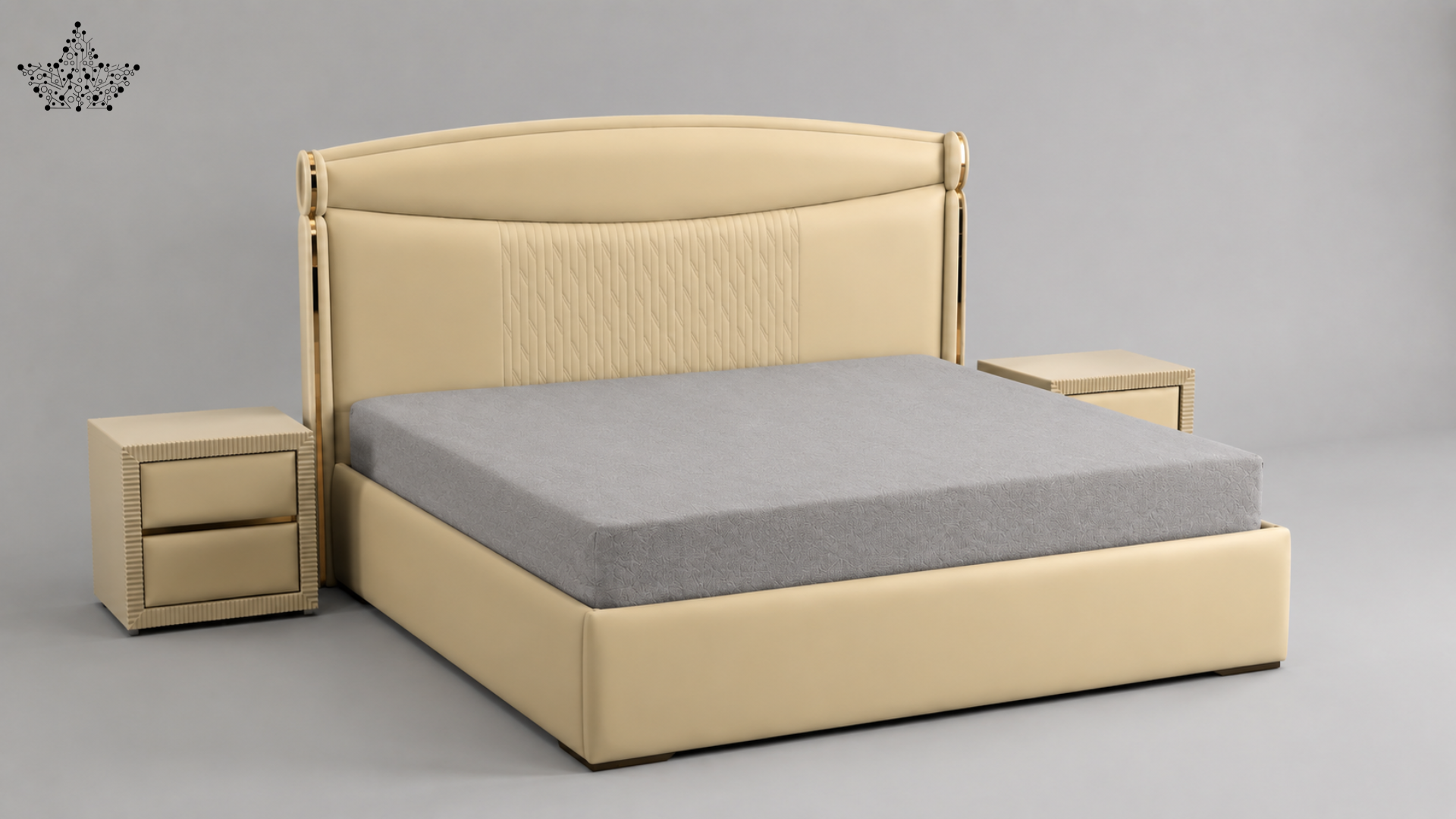 Cream Tufted Bed