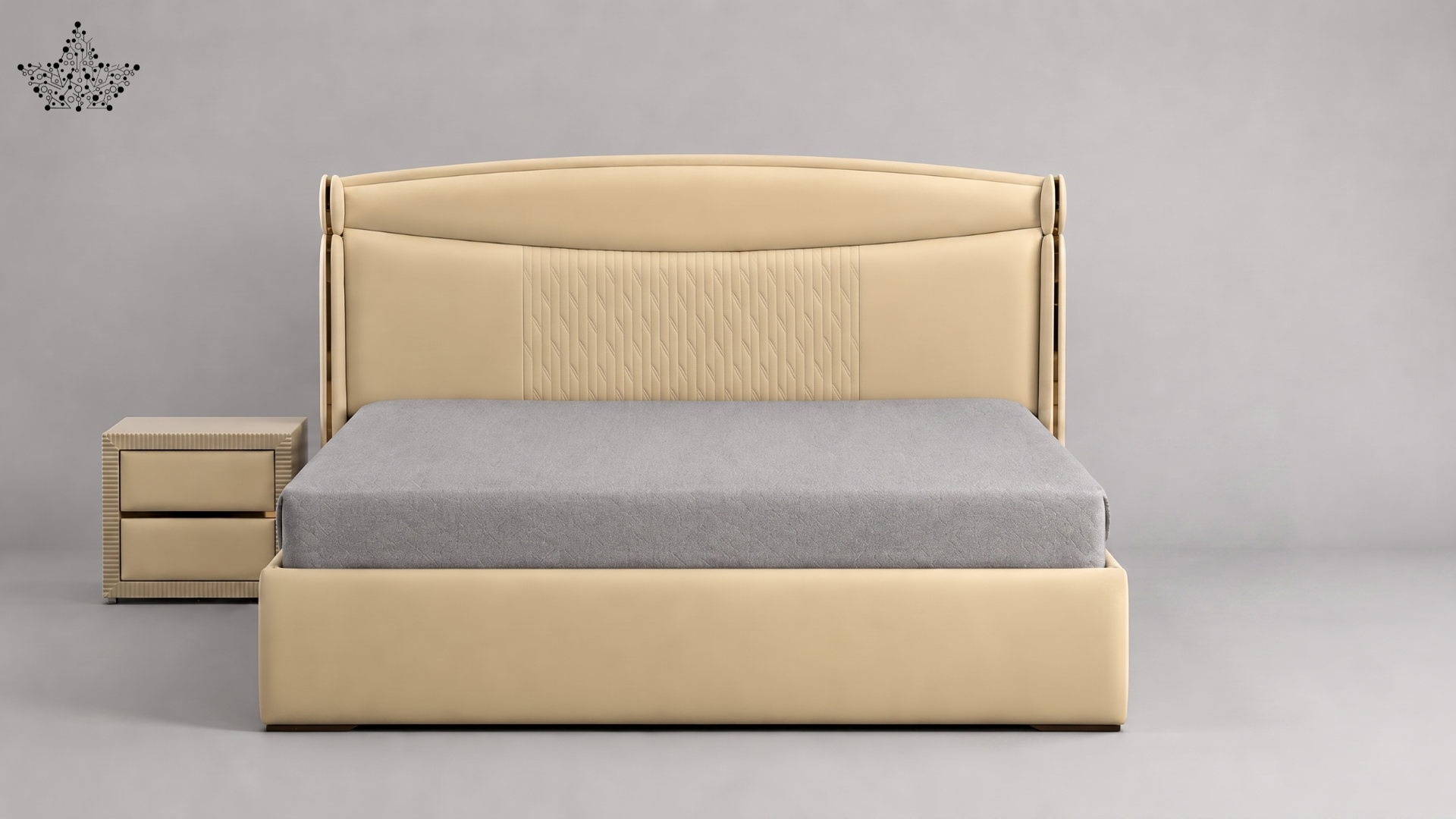 Cream Tufted Bed