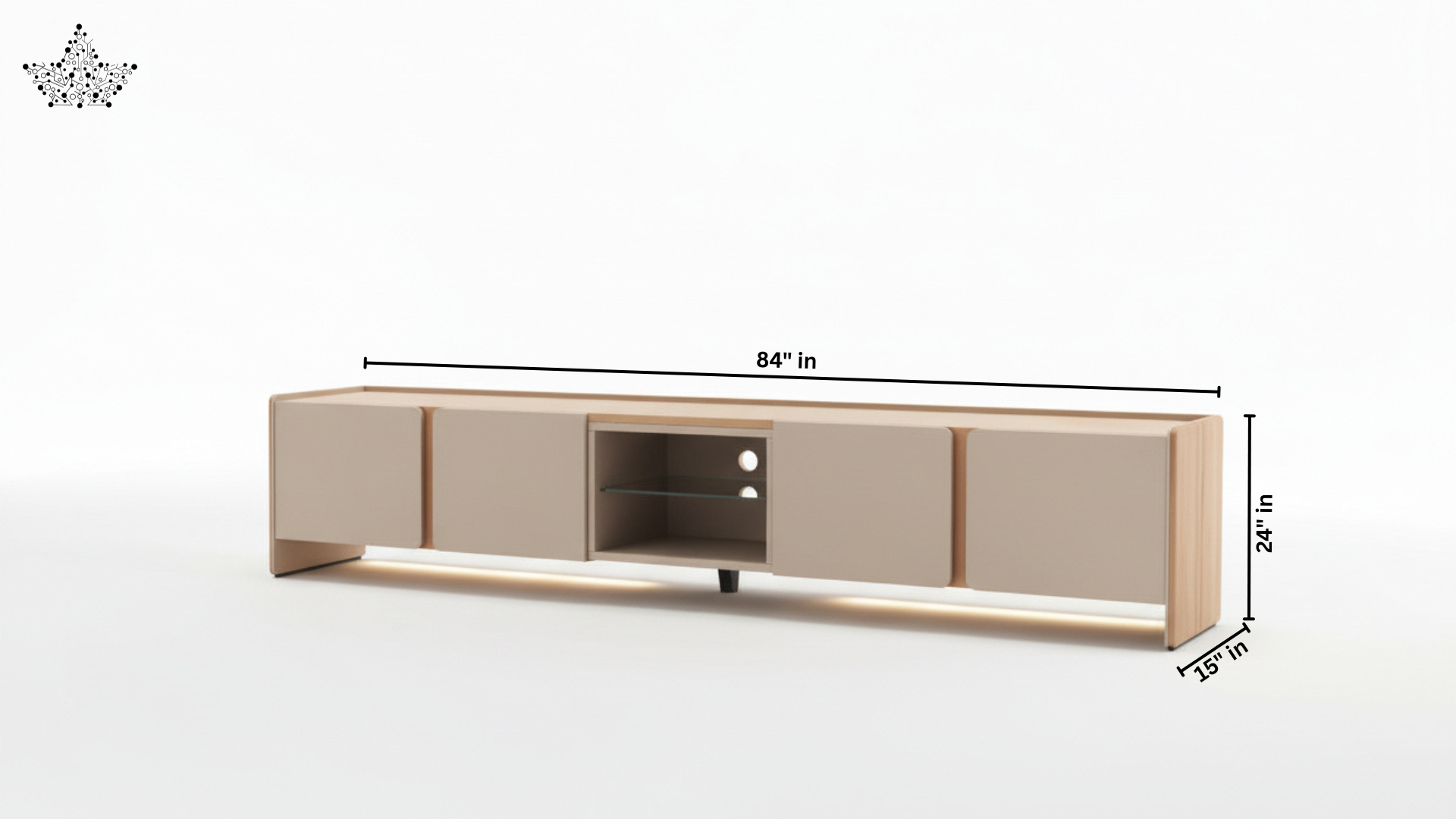 Modern Two-Tone TV Console - Oak & Greige (7 ft)