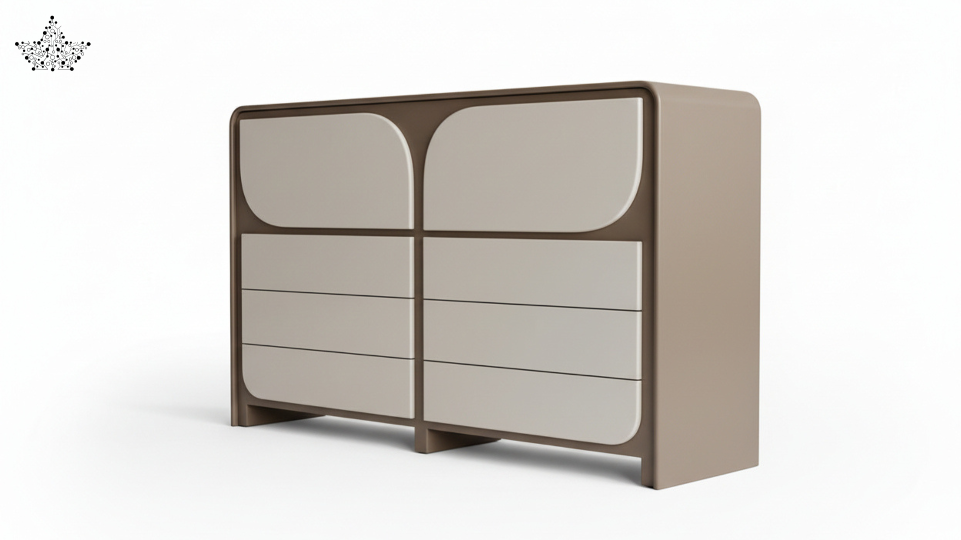 Arch Taupe Chest of Drawers – 8 Drawer Wide Cabinet
