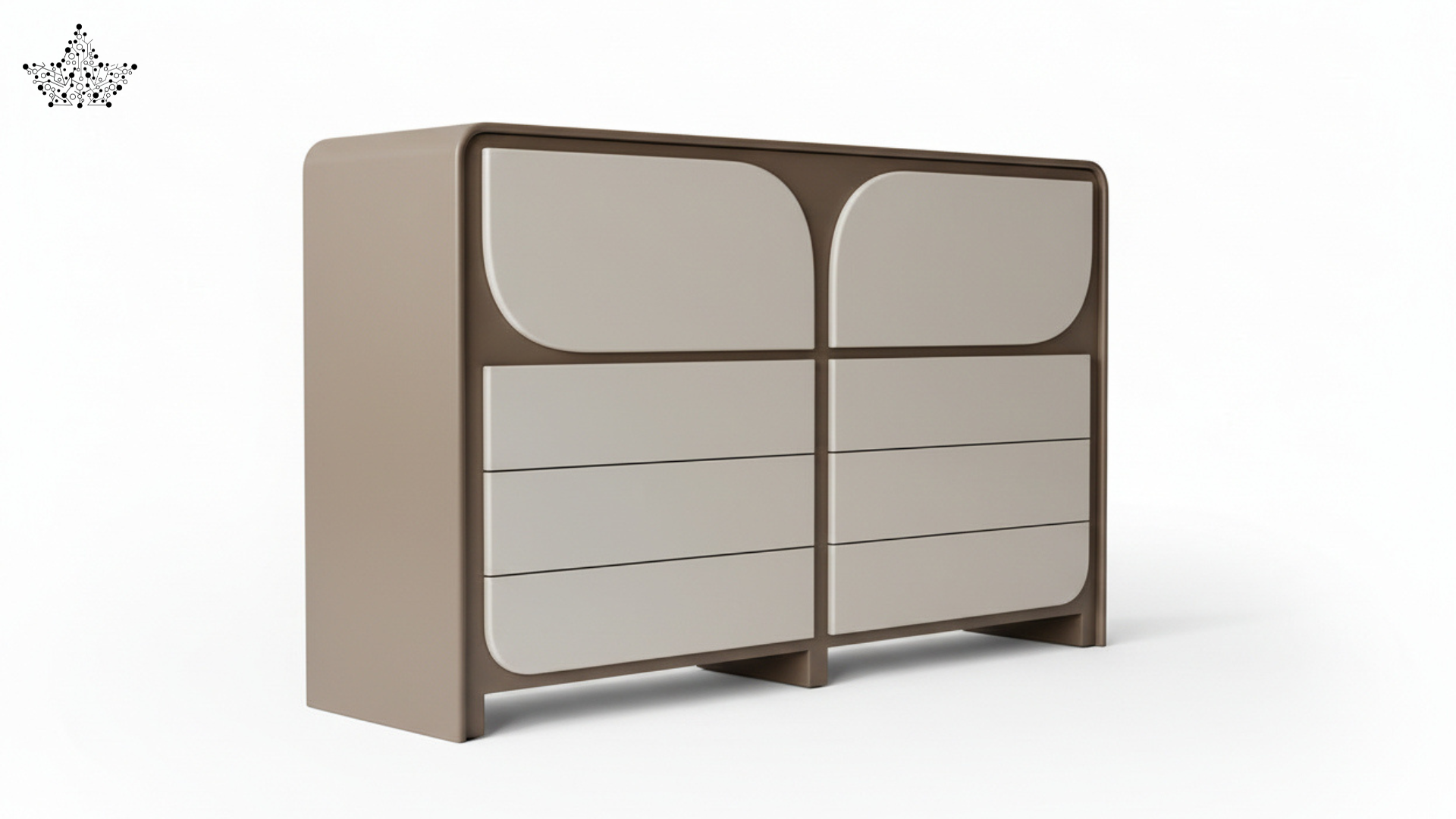 Arch Taupe Chest of Drawers – 8 Drawer Wide Cabinet