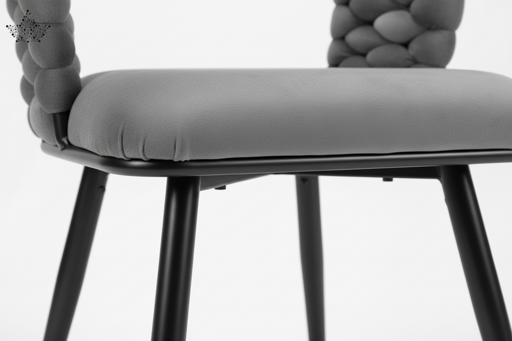 Gray chair with textured backrest on a white background