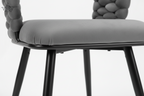 Gray chair with textured backrest on a white background