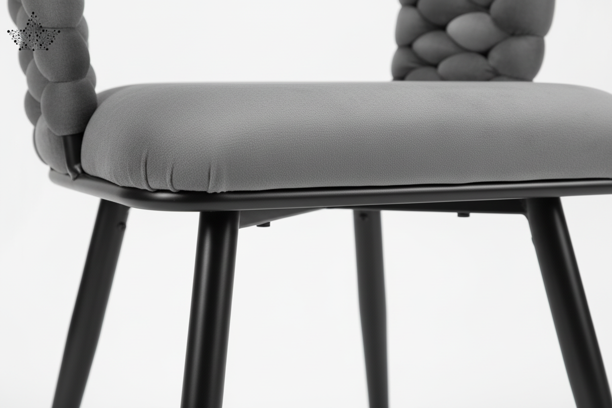 Gray chair with textured backrest on a white background