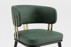 Green chair with gold accents on a white background