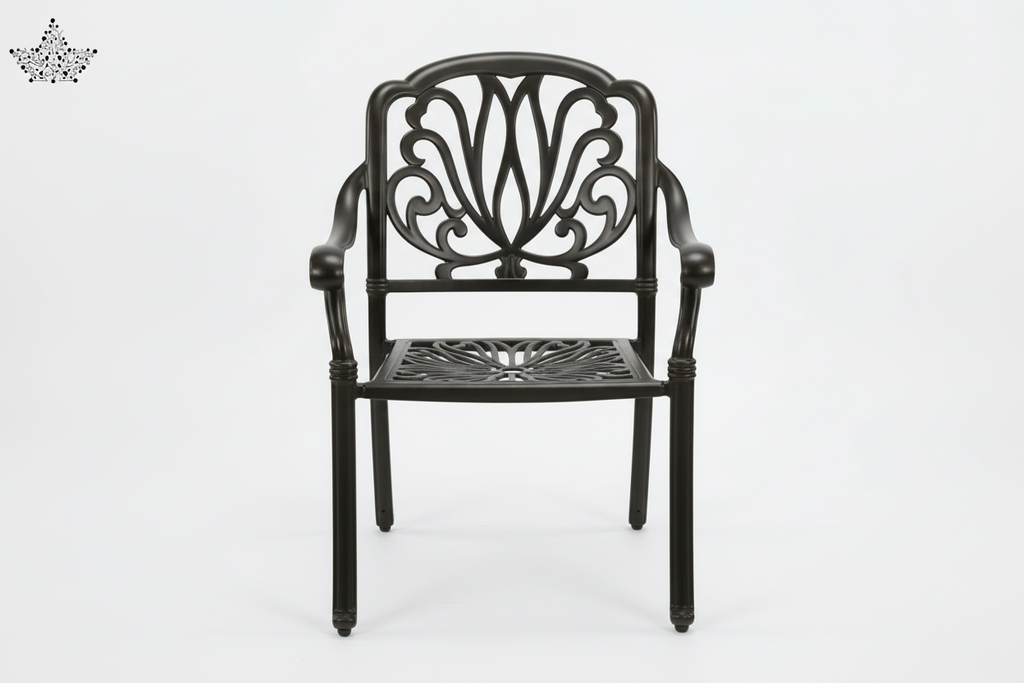 Decorative metal chair on a white background
