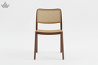 Chair with woven backrest and seat on a white background