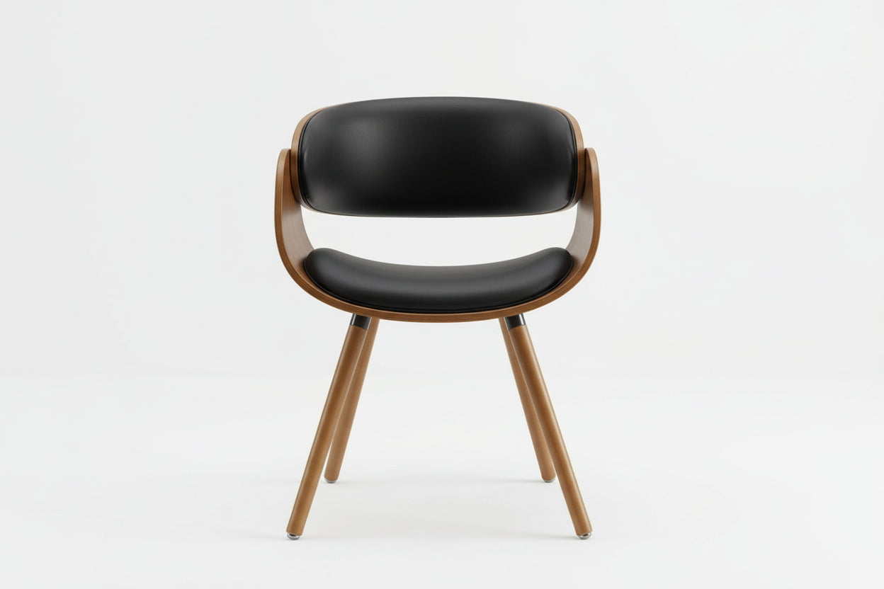 Chair with black seat and backrest on a white background