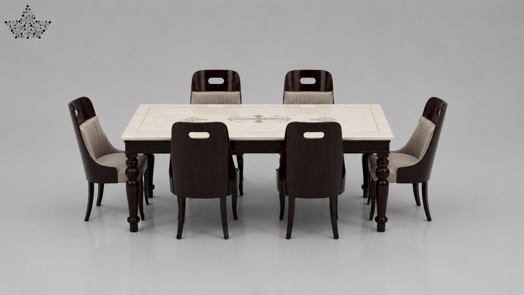 Grigio 6-Seater Marble Dining Set