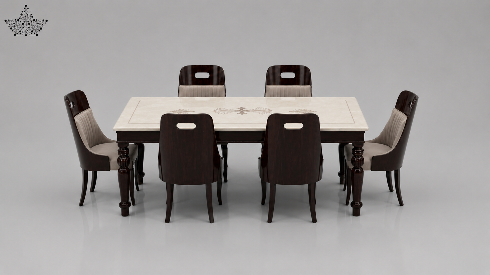 Grigio 6-Seater Marble Dining Set