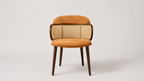 Cane Back Chair – Cream Fabric with Walnut Frame