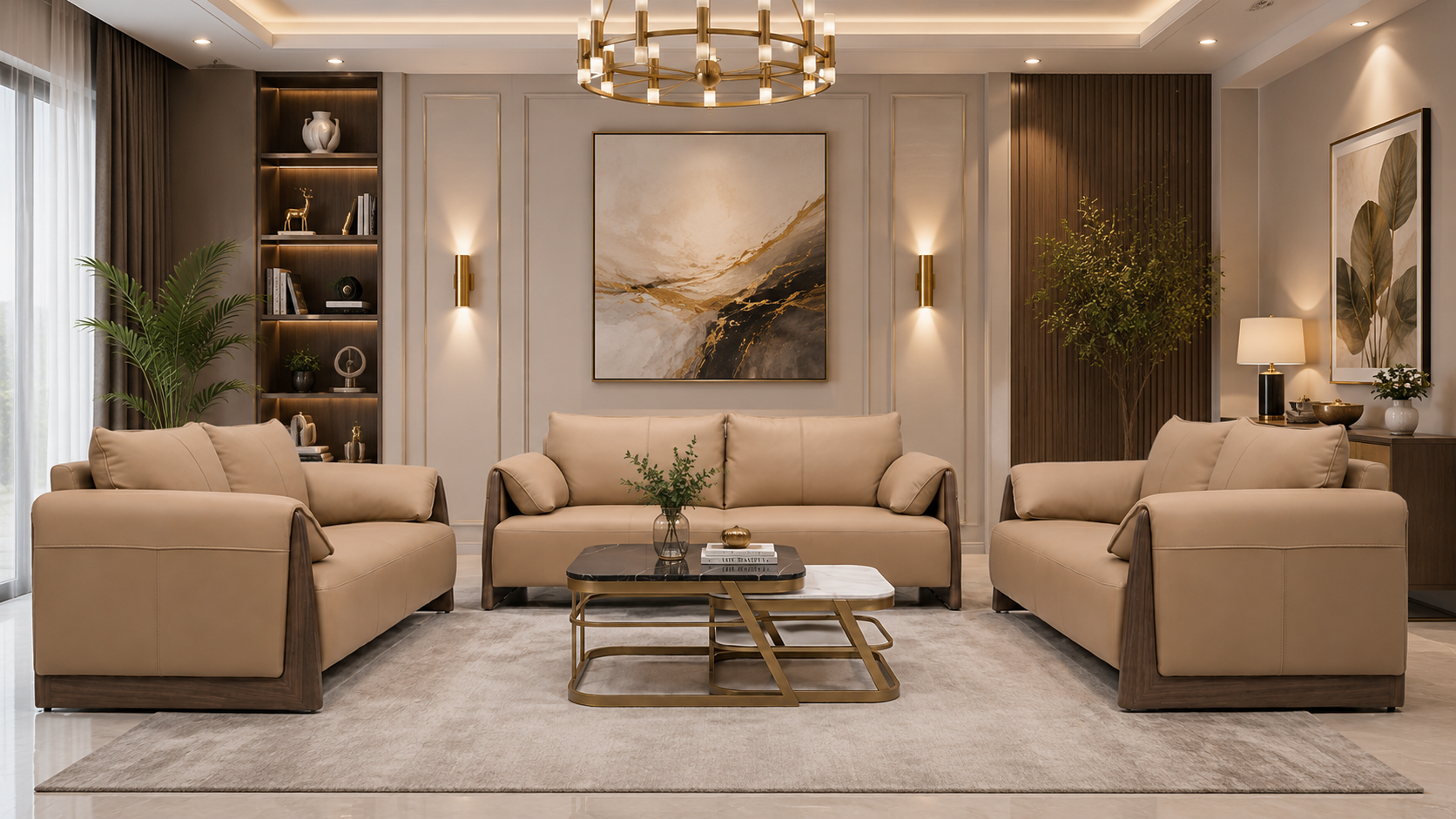Aria Premium Leather Sofa Set
