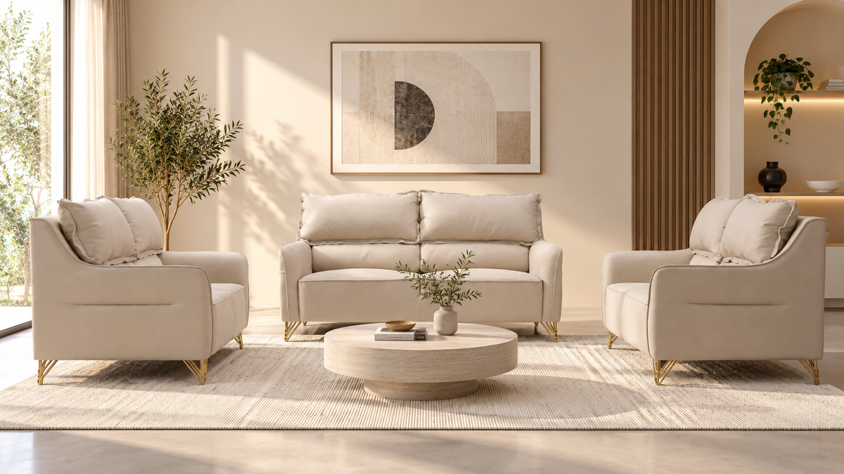 Polofill Leather Sofa Set