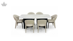Marble Top Dining Set with Upholstered Chairs – 6 Seater
