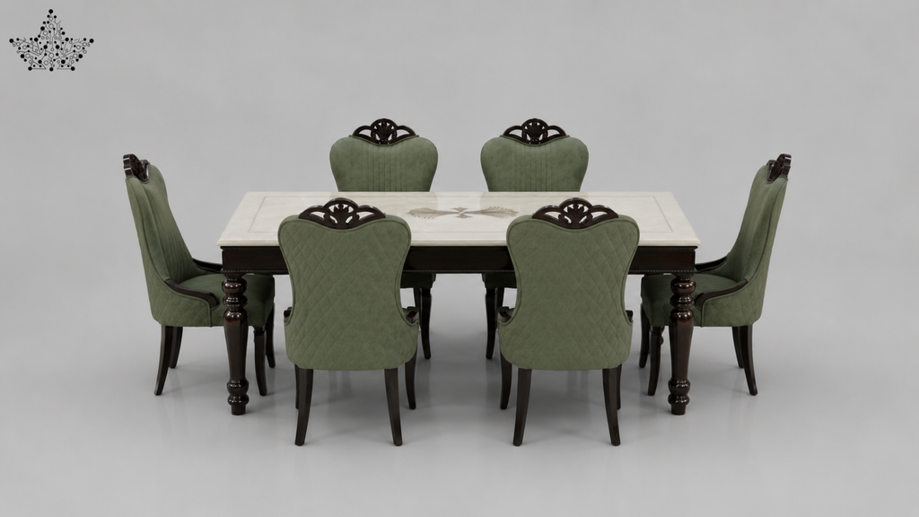 Emerald Court 6-Seater Marble Dining Set