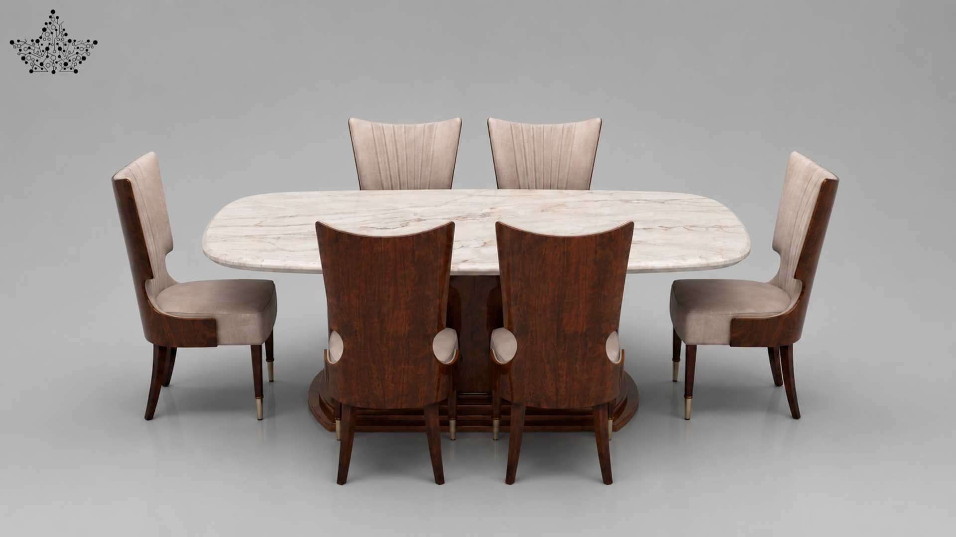 Ovale Marble Dining Set – 6 Seater