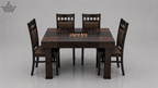 Terra Mosaic 4-Seater Dining Set – Dark Walnut & Stone Inlay