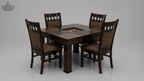 Terra Mosaic 4-Seater Dining Set – Dark Walnut & Stone Inlay