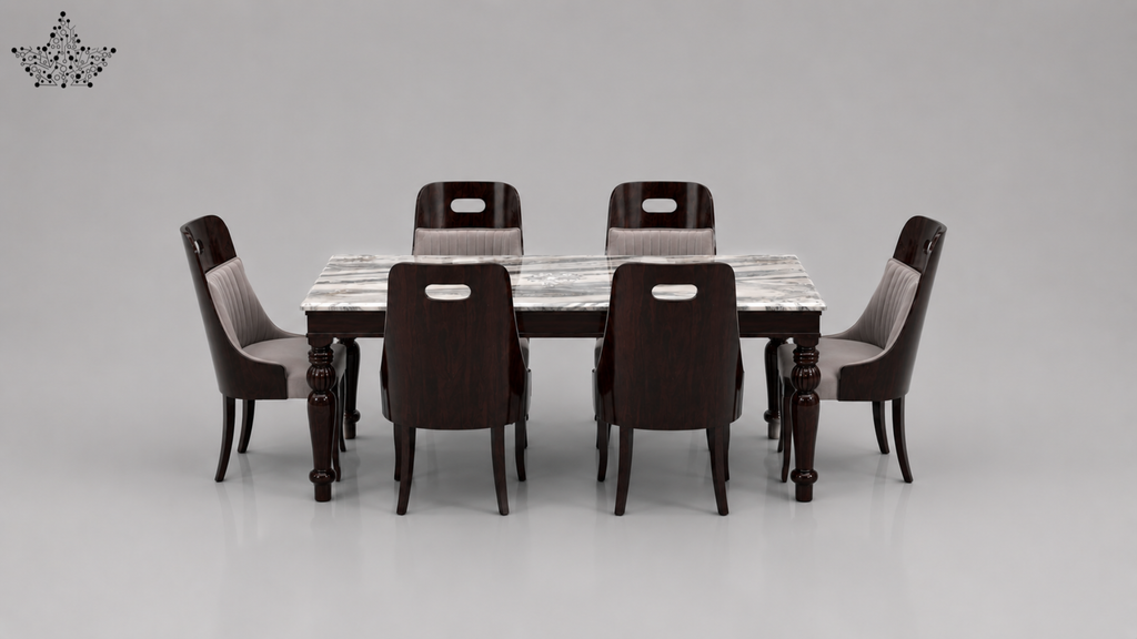 Grigio 6-Seater Marble Dining Set