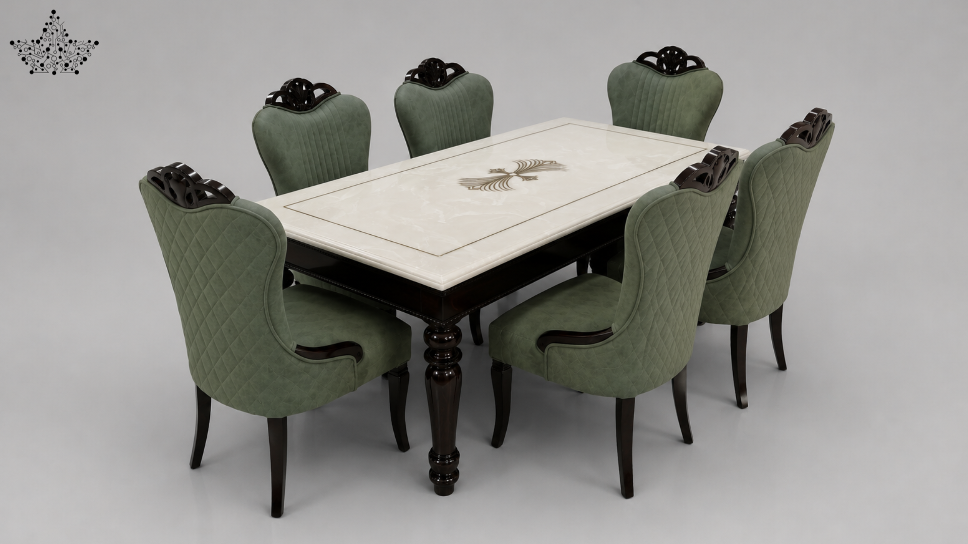 Emerald Court 6-Seater Marble Dining Set