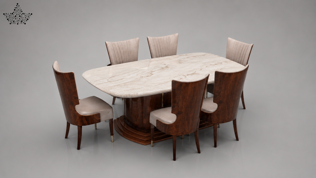 Ovale Marble Dining Set – 6 Seater
