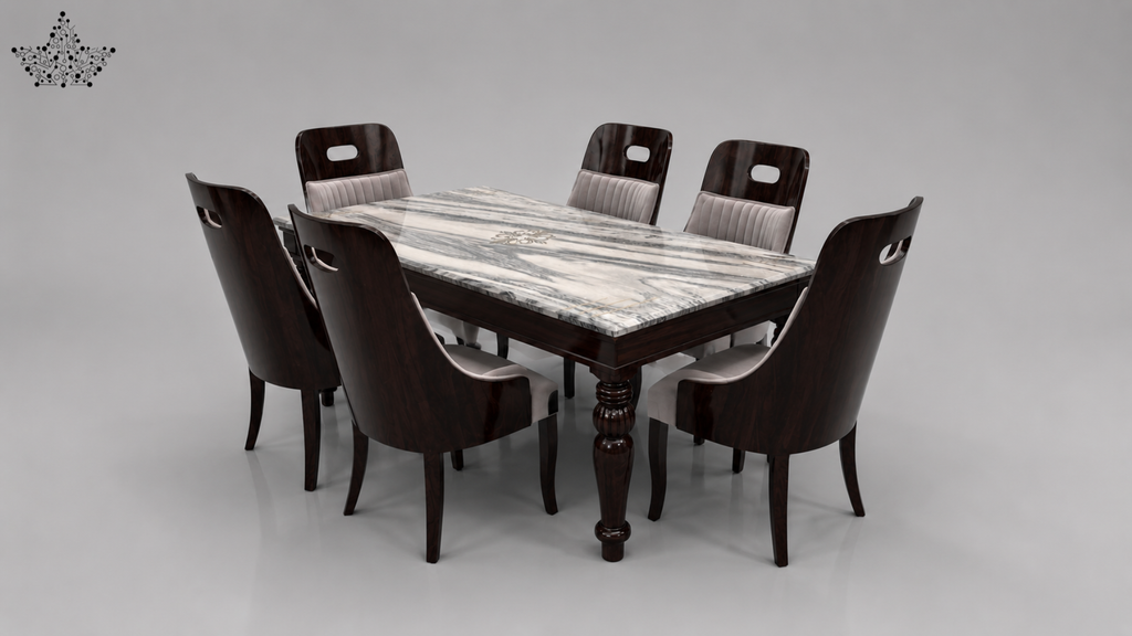 Grigio 6-Seater Marble Dining Set