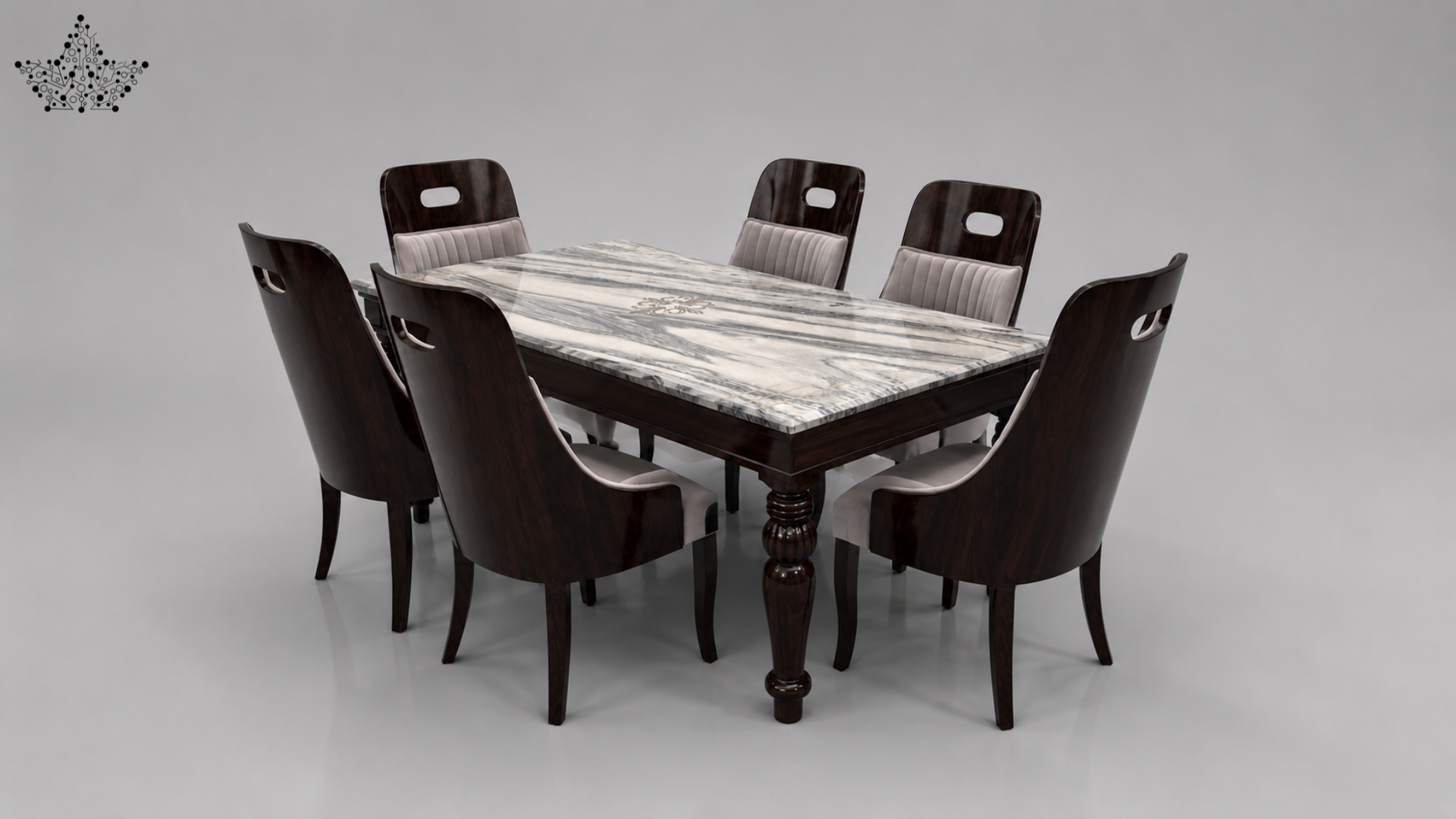 Grigio 6-Seater Marble Dining Set