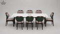 Dining table set with chairs on a gray background